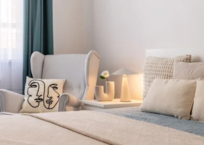 Budapest home staging eladásra felkészített lakás hálószoba részlet