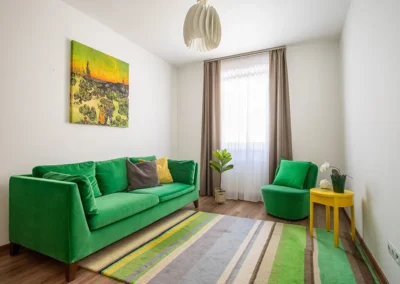 Budapest home staging eladásra felkészített lakás zöld szoba