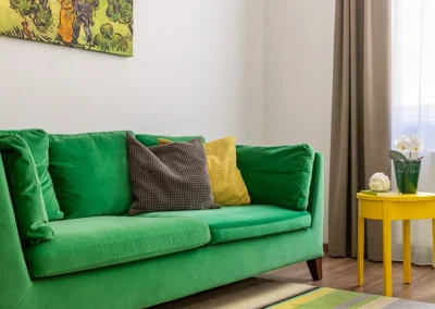 Budapest home staging eladásra felkészített lakás zöld szoba részlet