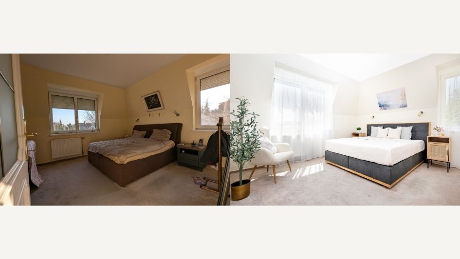 hálószoba home staging előtte utána