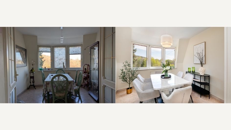 étkező panorámával home staging előtte utána